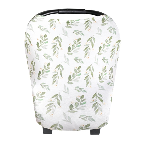 caption-Fern Multi Use Cover over a car seat