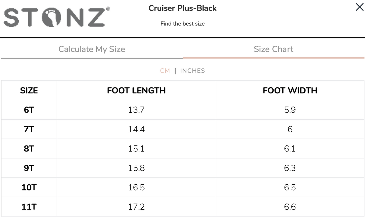 caption-Cruiser Plus Size Chart