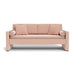 caption-Monte Daybed in Blush Velvet with White Piping and Walnut Feet
