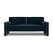 caption-Monte Daybed in Navy Velvet with White Piping and Walnut Feet