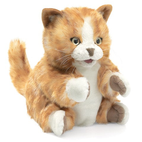 caption-Folkmanis Orange Striped Cat Stuffed Animal Puppet