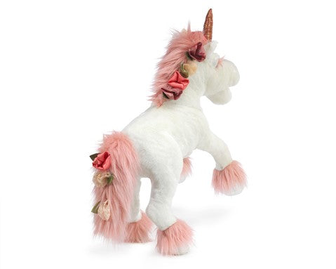 caption-Folkmanis Unicorn Puppet with tail that can be wound to play music box