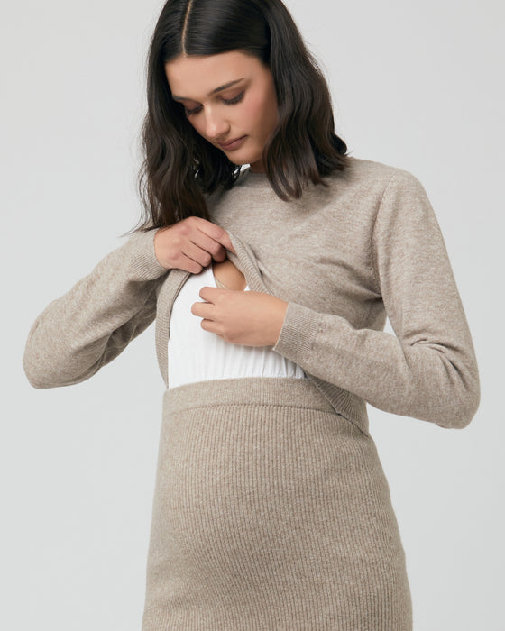 Sandy Detachable Knit Nursing Sweater - Latte — Nurtured