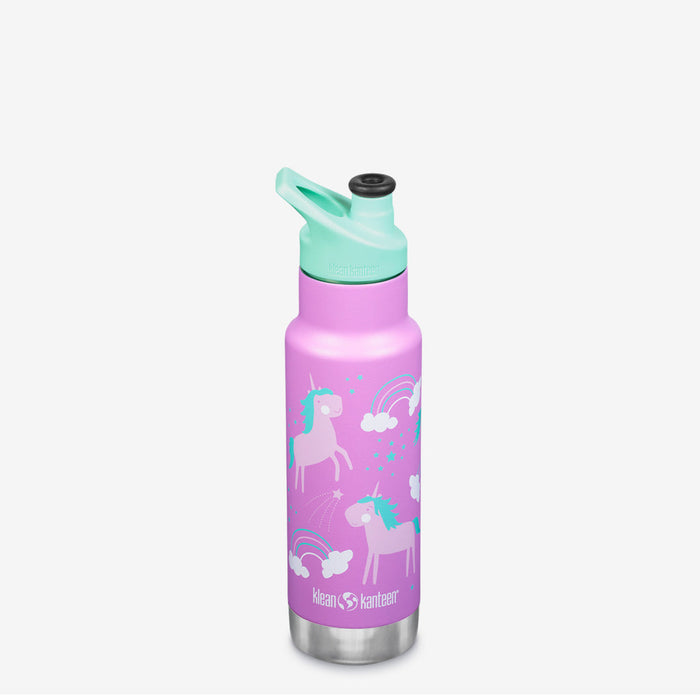 caption-Unicorns on insulated purple water bottle