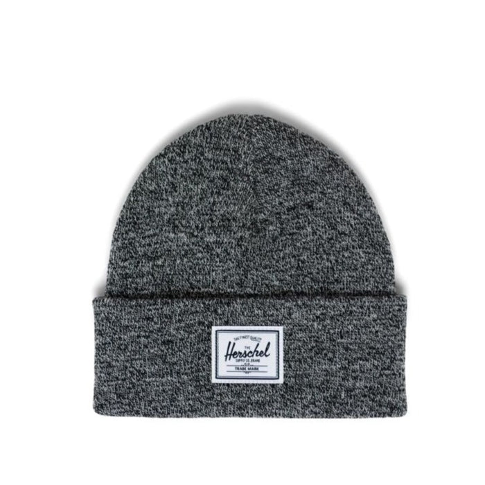 Heather Black knit hat for toddlers with white herschel logo