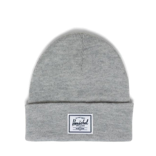 Heather Light Grey stretchy knit hat for toddlers with white herschel logo
