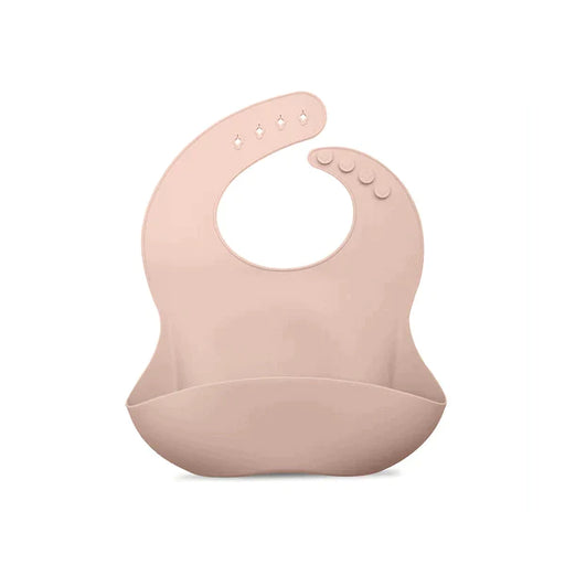 caption-Soft Blush Noüka Silicone Bib - nurtured.ca