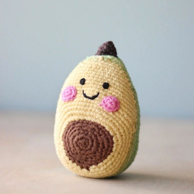 caption-Crocheted Avocado Baby Rattle