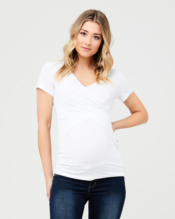 caption-White Maternity and Nursing Tee Shirt