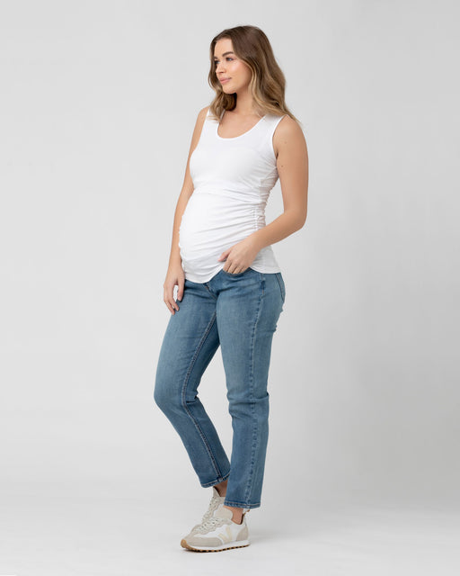 caption-Classic jean fit with maternity panel broadens your existing wardrobe