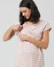 caption-Pink Stripe Short Sleeve Tee for Nursing and Maternity