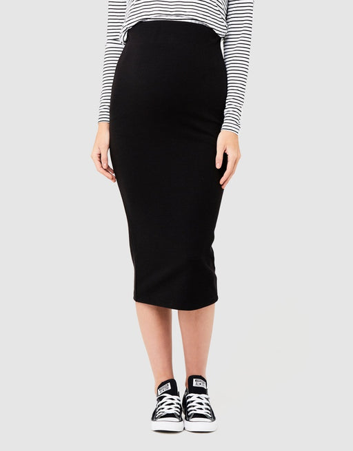 Ripe Maternity Ribbed Knit Pencil Skirt - Black