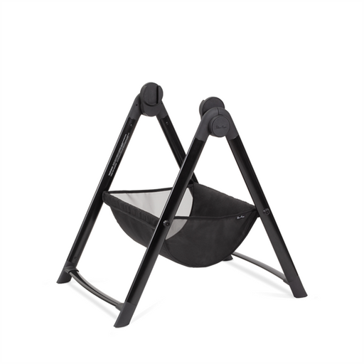 Image of a-frame for Silvercross Reef Stroller bassinet stand in black. Features large basket for holding baby or parent essentials