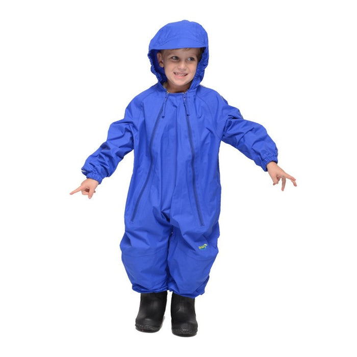 caption-Royal Blue Splashy One-piece Children's Rain suit